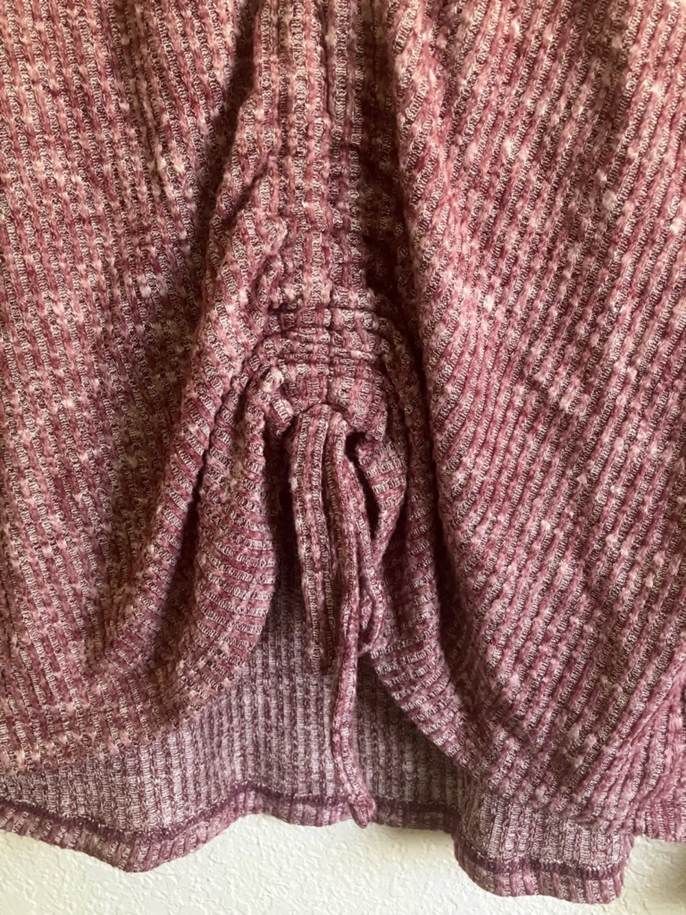 Lulu's Mauve Ribbed Drawstring V-Neck Long Sleeve Top - Picture 3 of 4